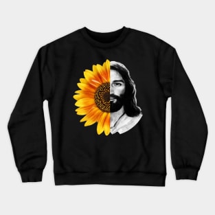 Jesus Christ Sunflower Christian God Faith Flower Crewneck Sweatshirt